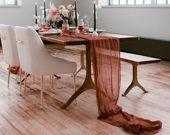 Terracotta Cheesecloth Table Runners, Boho, Gauze Wedding Table Decor, Arch Fabric Runner, Fall Wedding Table Cloth