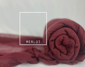 Merlot, Wine Red Cheesecloth Table Runners, Holiday Dinner Party Decor, Boho, Gauze Wedding Table Decor, Farm Table Cloth