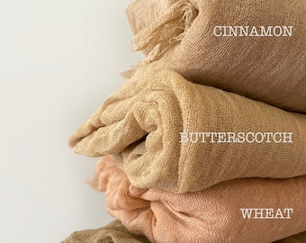 Cinnamon Cheesecloth Table Runners, Fall Fabric Decor
