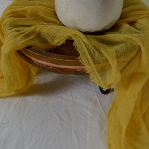 Honey Yellow Cheesecloth Table Runners, Boho, Gauze Wedding Table Decor, Flowy Table Runner, Farm Table Cloth image 2