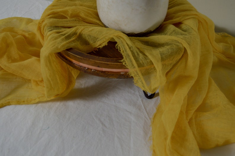 Honey Yellow Cheesecloth Table Runners, Boho, Gauze Wedding Table Decor, Flowy Table Runner, Farm Table Cloth image 2