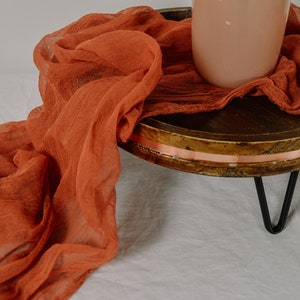 Harvest, Rust Cheesecloth Table Runners, Boho, Gauze Wedding Table Decor, Flowy Table Runner, Farm Table Cloth