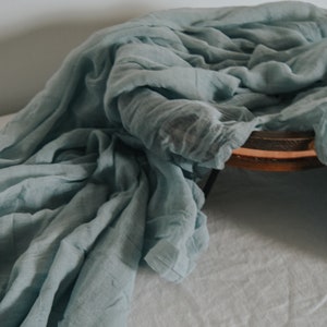 Dusty Blue Cheesecloth Table Runners, Boho, Gauze Wedding Table Decor, Flowy Table Runner, Farm Table Cloth