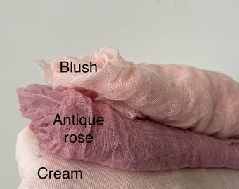 Blush Cheesecloth Table Runners, Boho, Gauze Wedding Table Decor, Aisle Runner