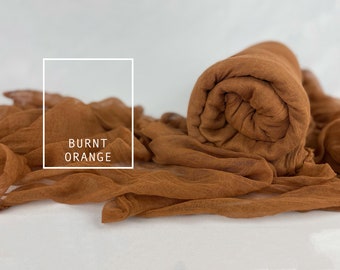 Burnt Orange Cheesecloth Table Runners, Boho, Gauze Wedding Table Decor, Flowy Table Runner, Farm Table Cloth