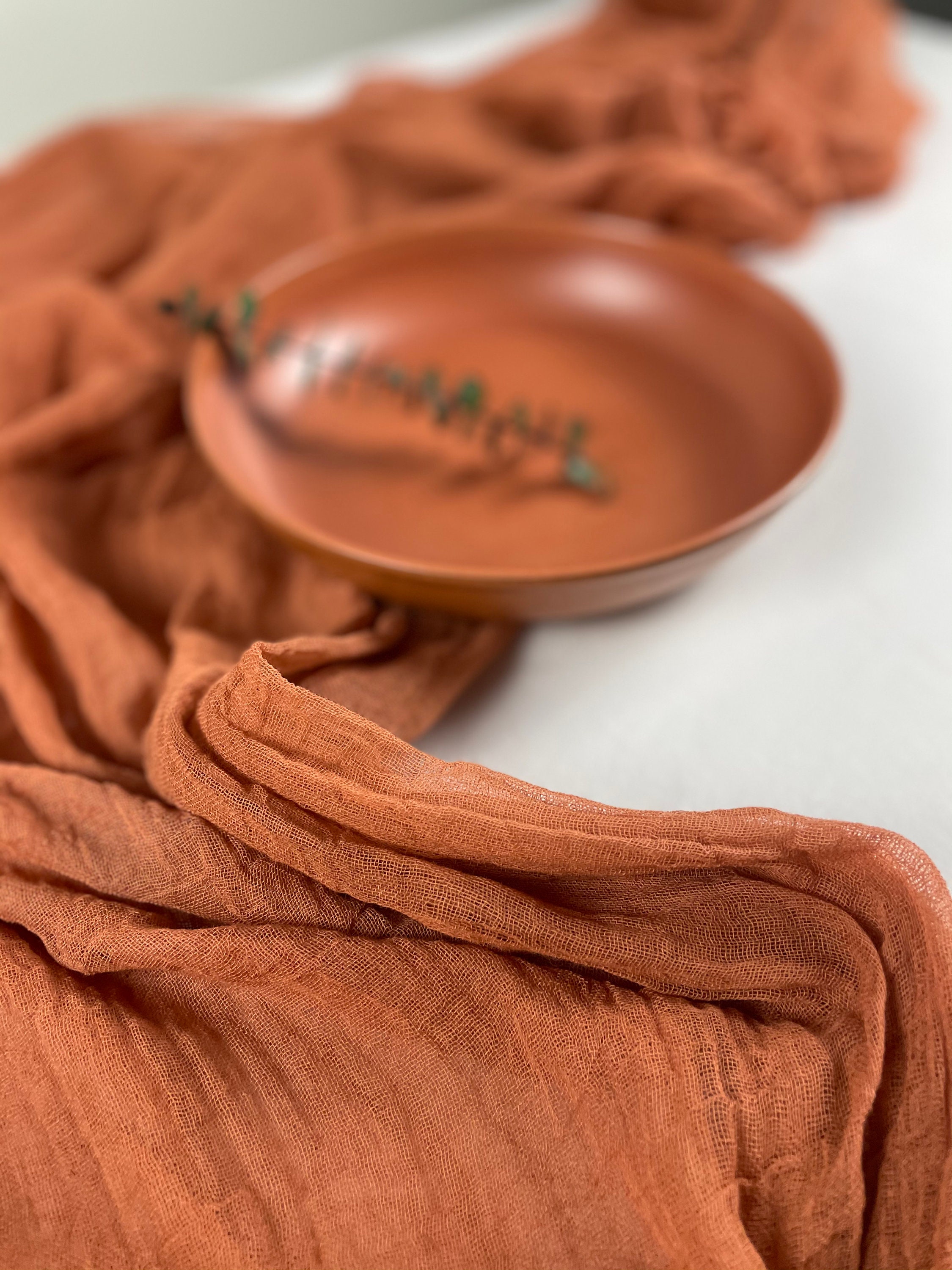 Terracotta Cheesecloth Table Runners Boho Gauze Wedding Etsy