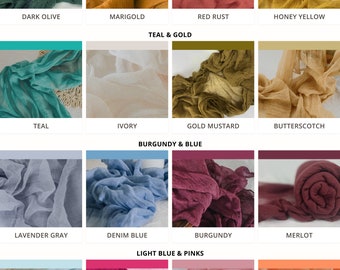 Boho Wedding Cheesecloth Table Runner - Arch Decor and Tabletop Event Decor - Vibrant Summer Wedding Colors, Summer Events, Hand-Dyed