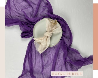 Royal Purple Cheesecloth Table Runners, Boho, Gauze Wedding Table Decor, Flowy Table Runner, Farm Table Cloth