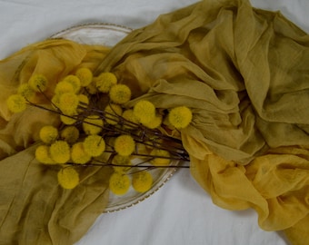 Mustard Cheesecloth Table Runners, Boho, Gauze Wedding Table Decor, Flowy Table Runner, Farm Table Cloth