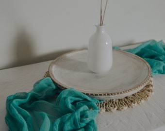 Teal Cheesecloth Table Runners, Boho, Gauze Wedding Table Decor, Flowy Table Runner, Farm Table Cloth