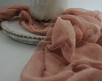 Cinder Rose Cheesecloth Table Runners, Boho, Gauze Wedding Table Decor, Flowy Table Runner, Farm Table Cloth