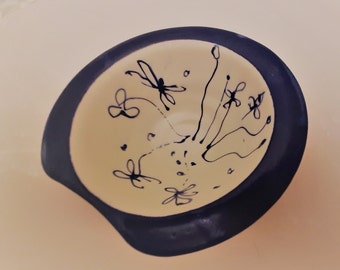 Porcelain Bowl with Whimsical Shape and Flowers