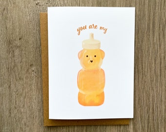 You Are My Honey Bear Card,  Anniversary Greeting Card, Cute Birthday Card, Valentine's Day Card, Romantic Gift for Him or Her