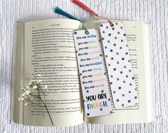 YOU ARE ENOUGH Bookmark Collection | Daily Reminder | Individual or Set | Handmade | Cardstock or Laminated | Gift for Book Lovers