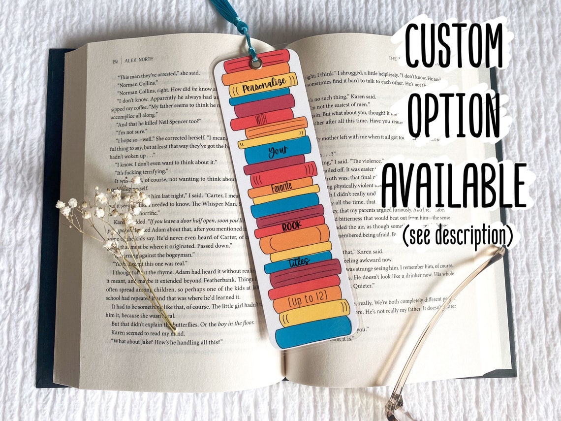 Blank Stack of Books Bookmark Collection Custom Option Etsy