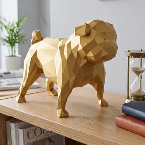 Low Poly Geometric Pug Statue Figurine | Home Decor Art for Pug Lovers | Memorialize Your Dog | Abstract Art for Pug Lovers | Dog Statues
