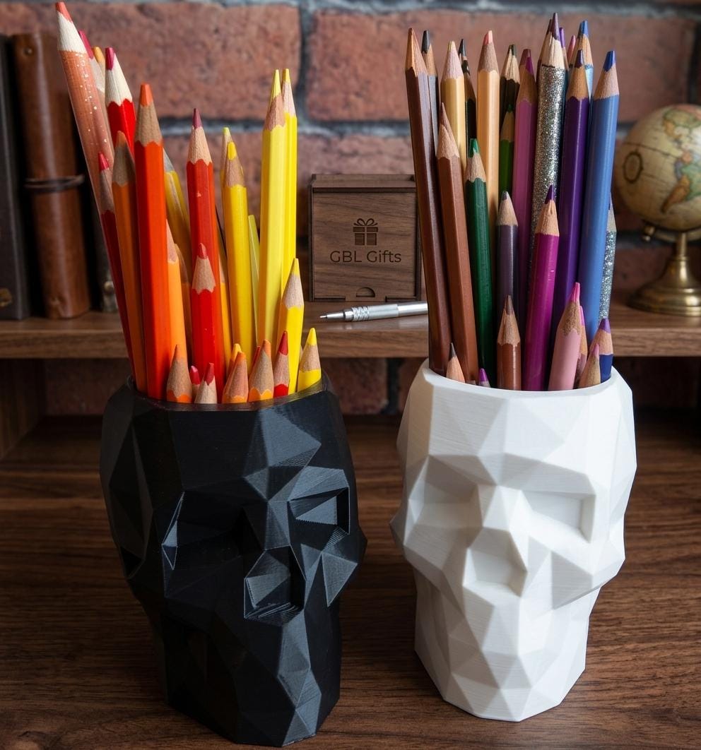 Abstract Skull Pen Holder - Any Color!