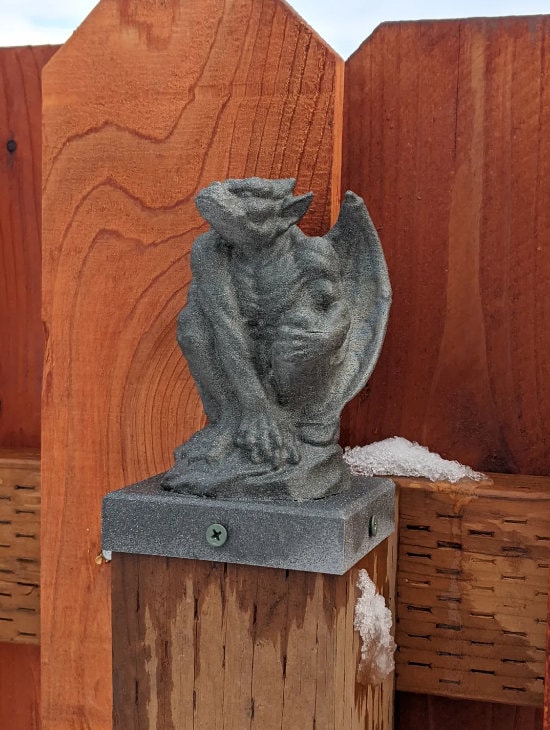 Gargoyle Fence Post Topper 4x4 PVC Vinyl or Wood - Garden Gargoyal Statue