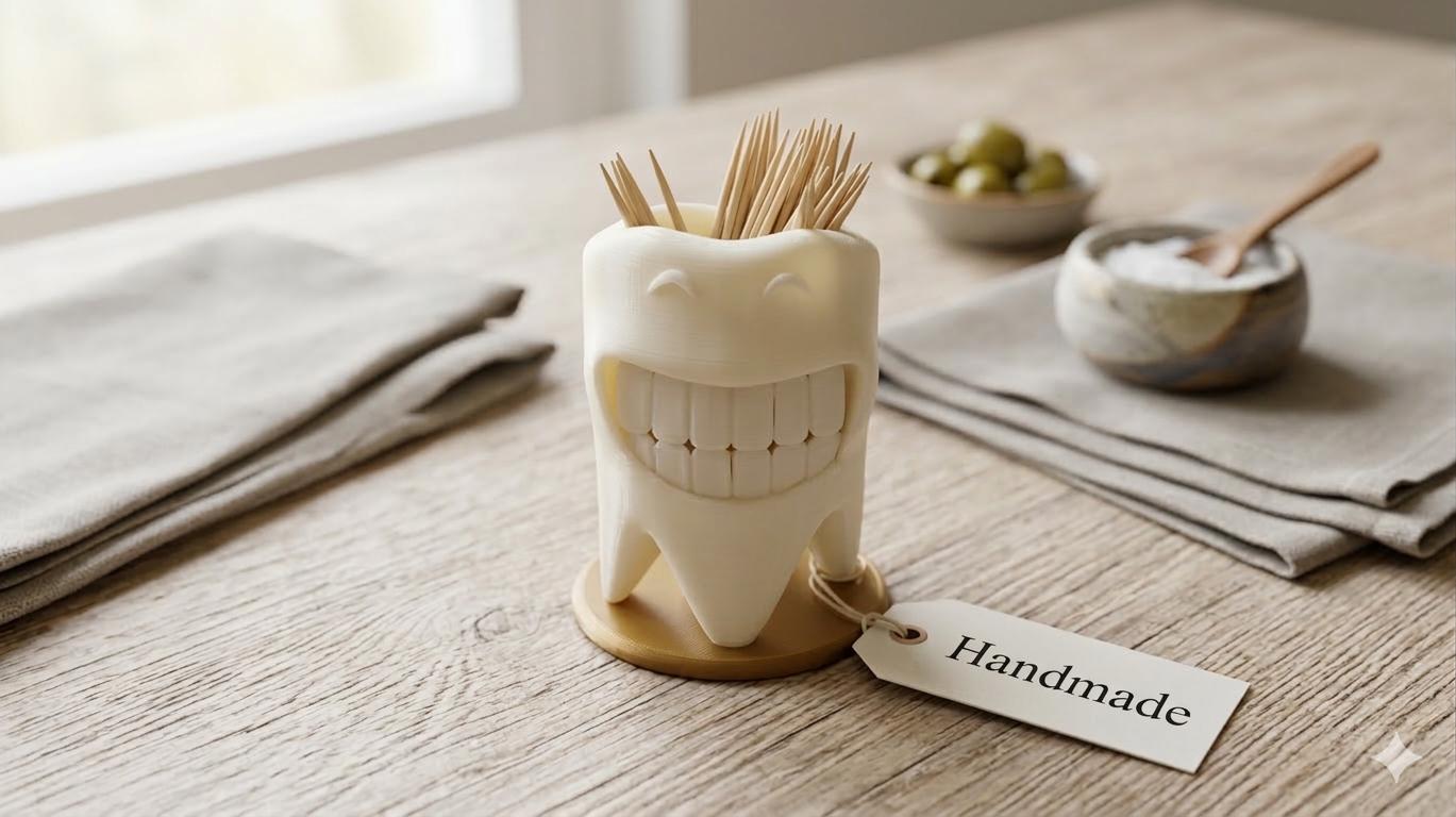 Happy Tooth Toothpick Holder - Unique Business Card Holder - Restaurant - Dentist Office