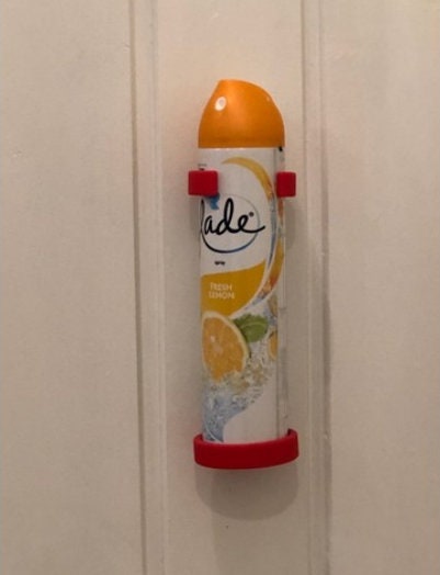Bathroom Spray bottle holder - Fits glade, Febreze etc. - Minimalist Bathroom Counter Space Saver