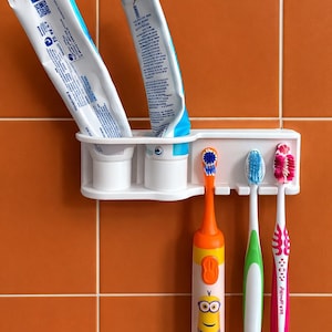 Toothbrush and Toothpaste Holder - Screw to Wall - Any Color
