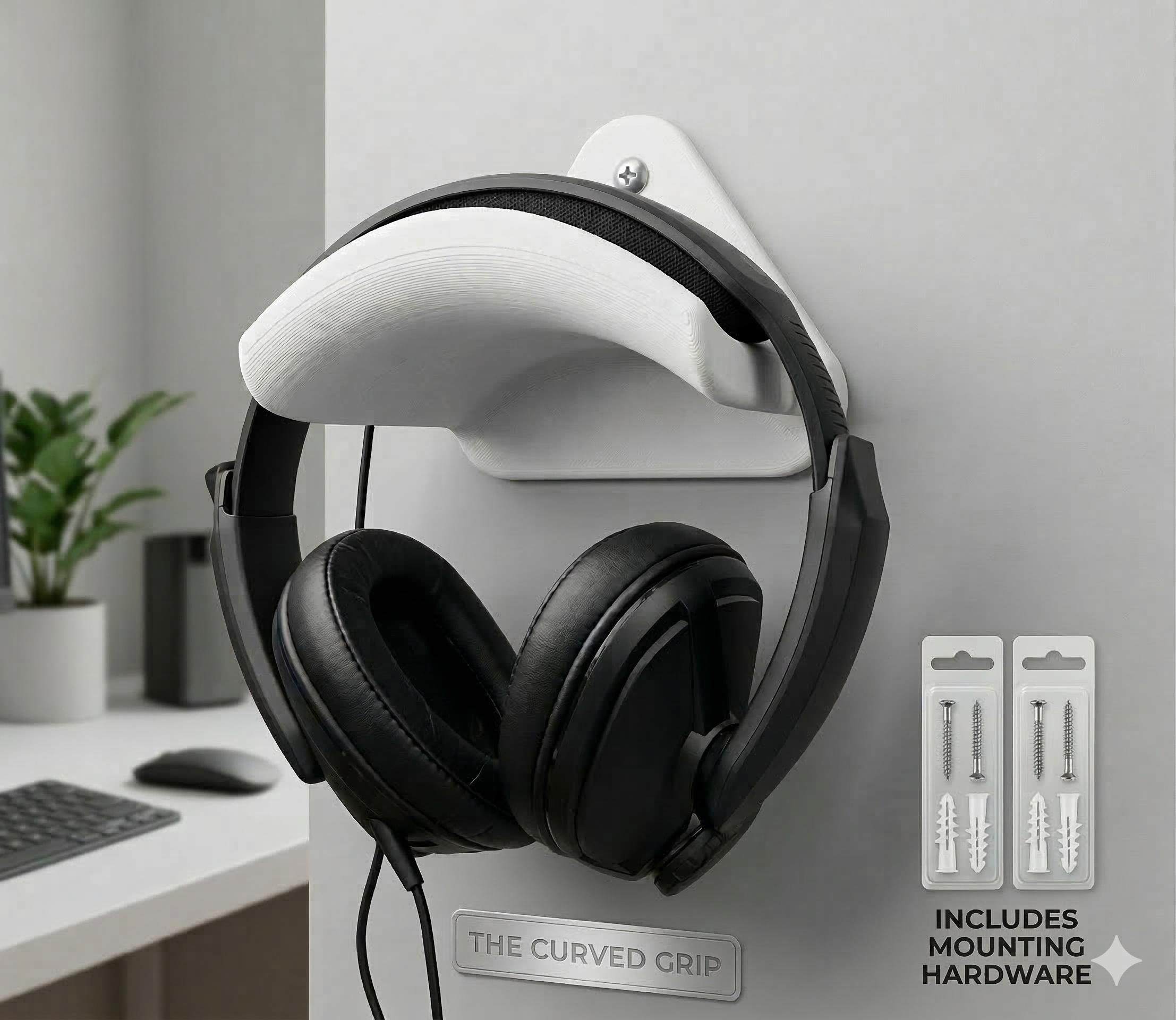 Heavy Duty Headset Hook | Headset Holder | Headphone Headphones Wall Mounted Hook Screw to Wall Hooks | Gift for Boyfriend Gamer Gaming