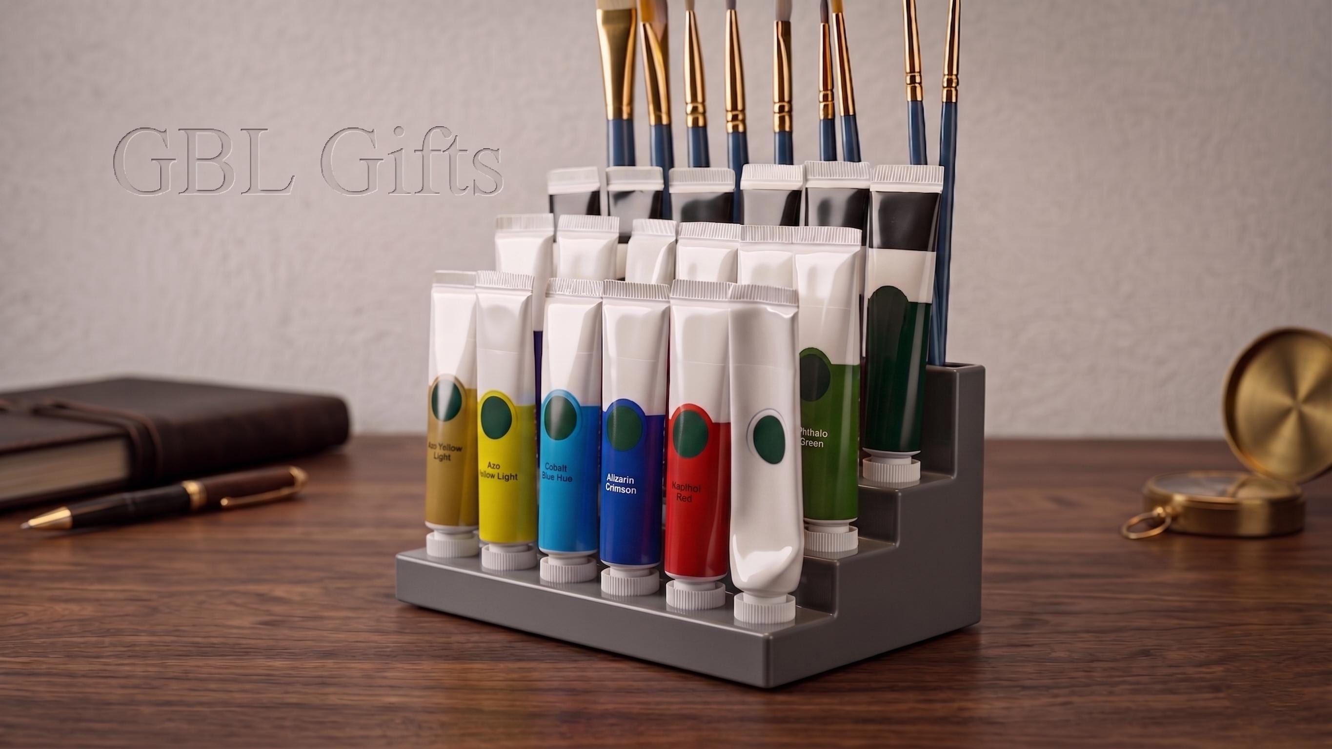 Paint Holder Stand for 10mL Paint Tubes - Holds Tube Paint Supplies - Holds 18 Cans + Paint Brushes for Artists & Painters!