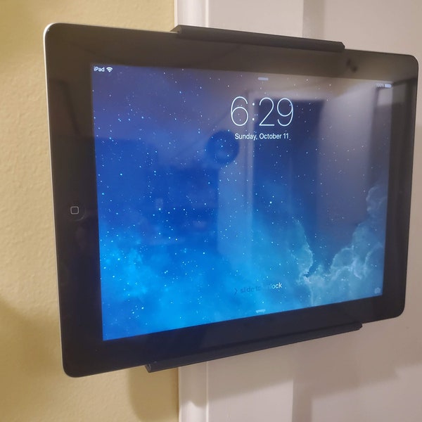 Universal iPad or Samsung Tablet Wall Mount Adjustable | Harness Brackets | Wall Mounted Samsung Tablet Holder | Hang Tablets on Walls Black