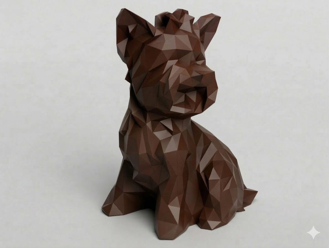 Geometric Yorkie Dog Statue Figurine | Yorkies - Etsy