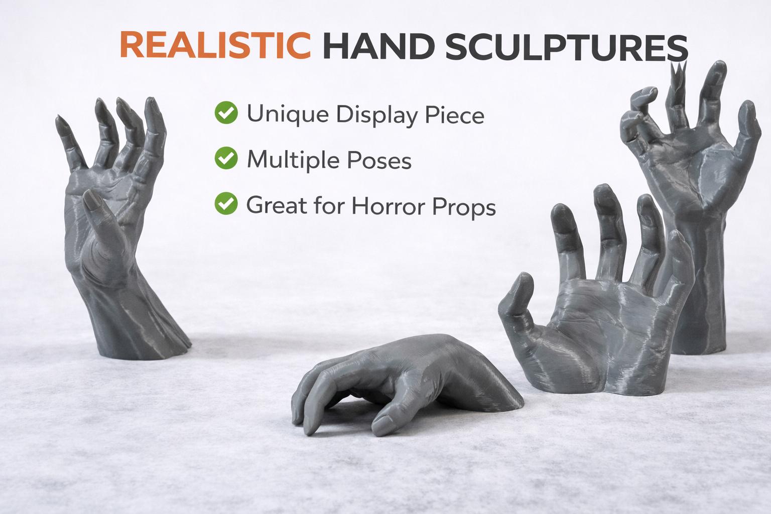 Wall Mounted Creepy Life Sized Hands | Zombie Hand Hooks | Mount on Wall Hands | Dead Hands Grabbing | Reaching Hands