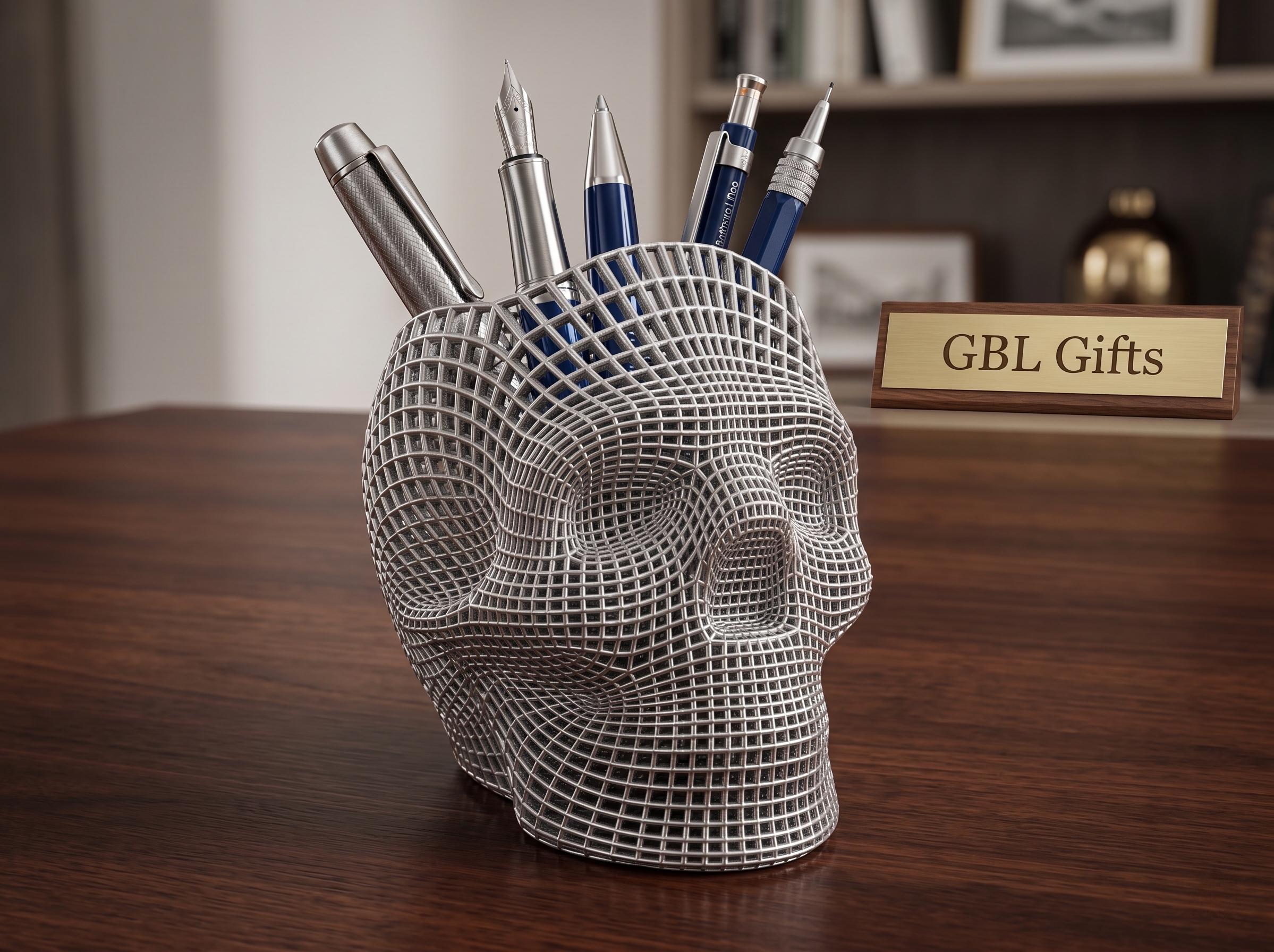 Abstract Skull Pen Holder | Any Color | Emo Desk Gear | Gift for cool friends| Goth home decor | Skeletons and Skulls