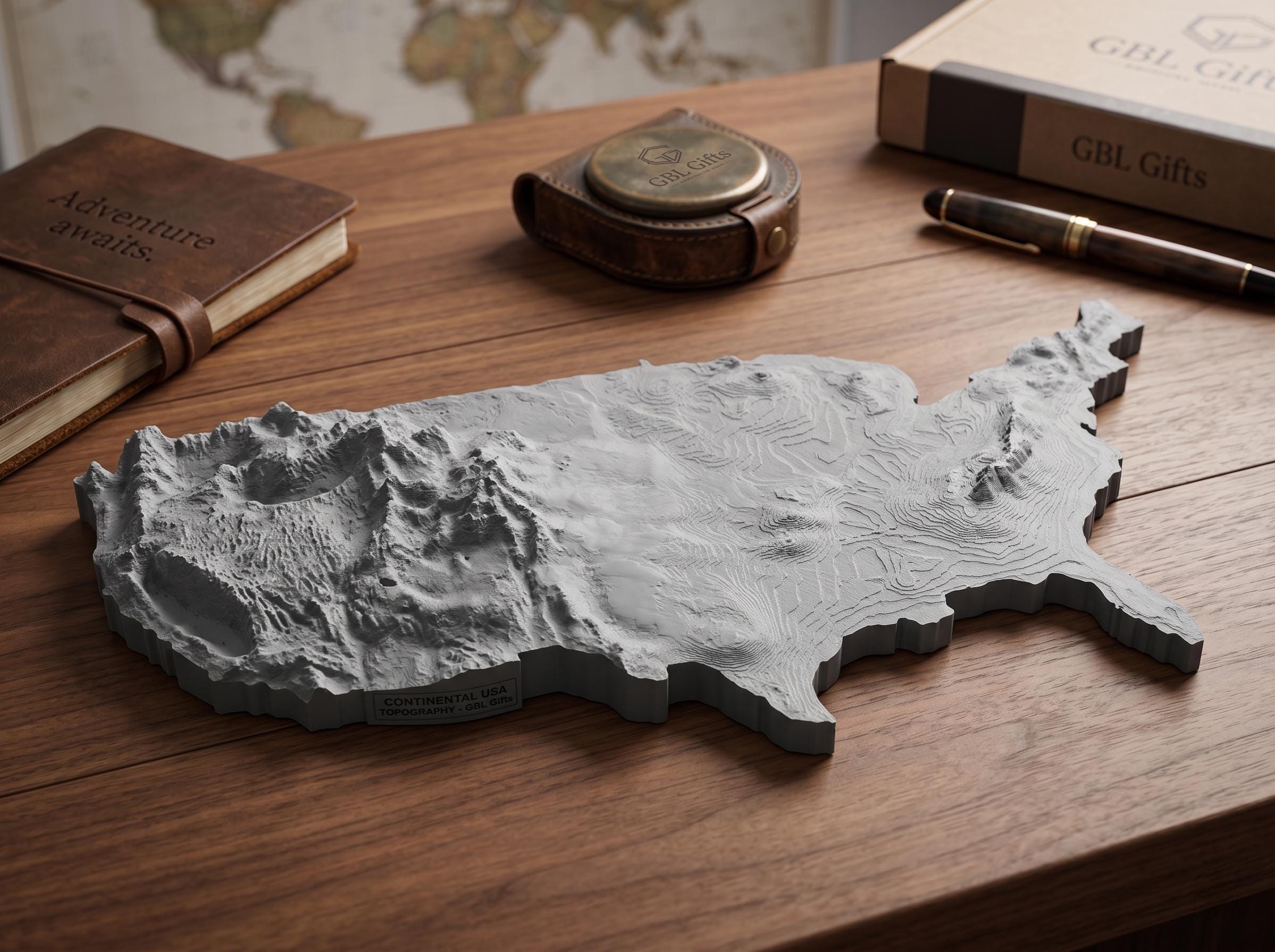Topographical Map of The United States of America - Any Color!