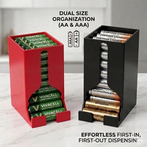 AA and AAA Battery Dispenser | Battery Holder | Case for Batteries | Stackable Battery Dispenser