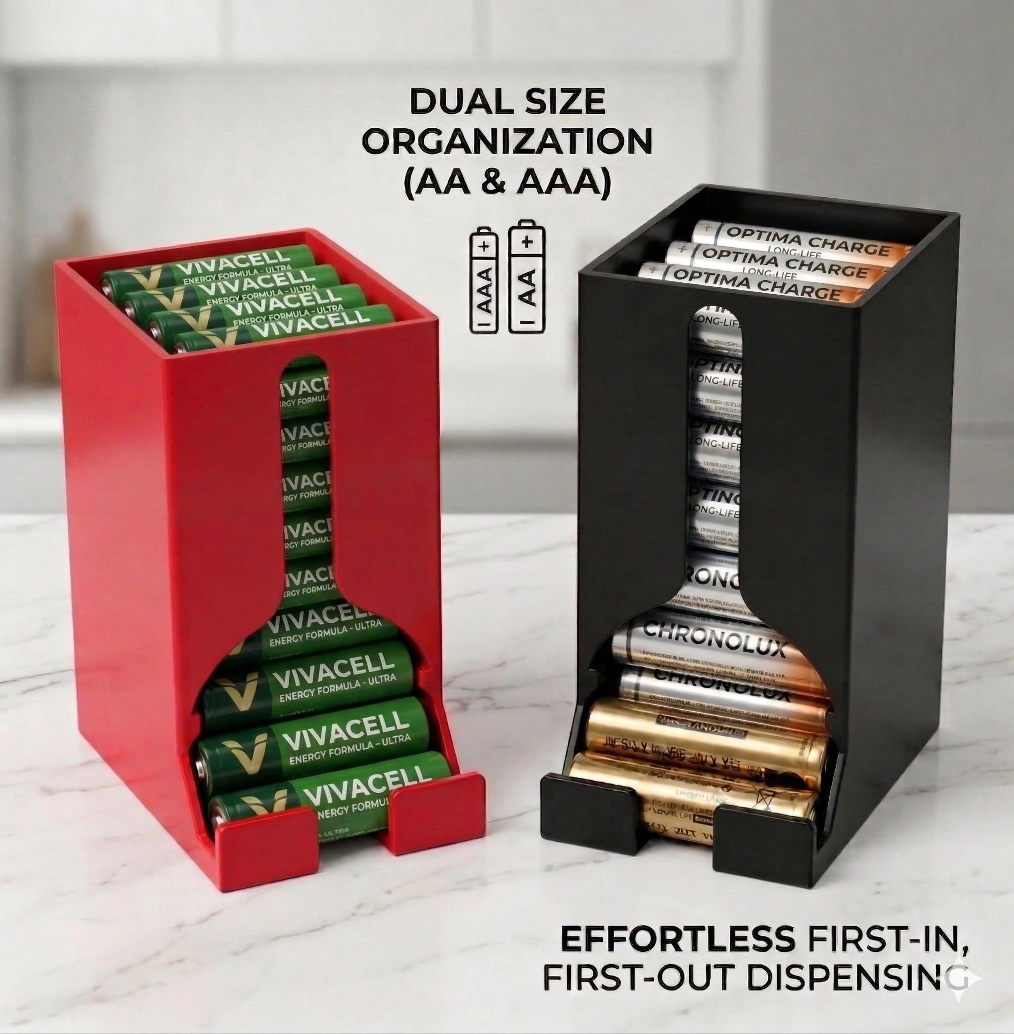 AA and AAA Battery Dispenser | Battery Holder | Case for Batteries | Stackable Battery Dispenser