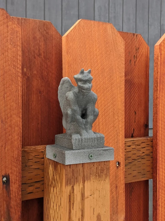 Gargoyle Fence Post Topper 4x4 PVC Vinyl or Wood - Garden Gargoyal Statue
