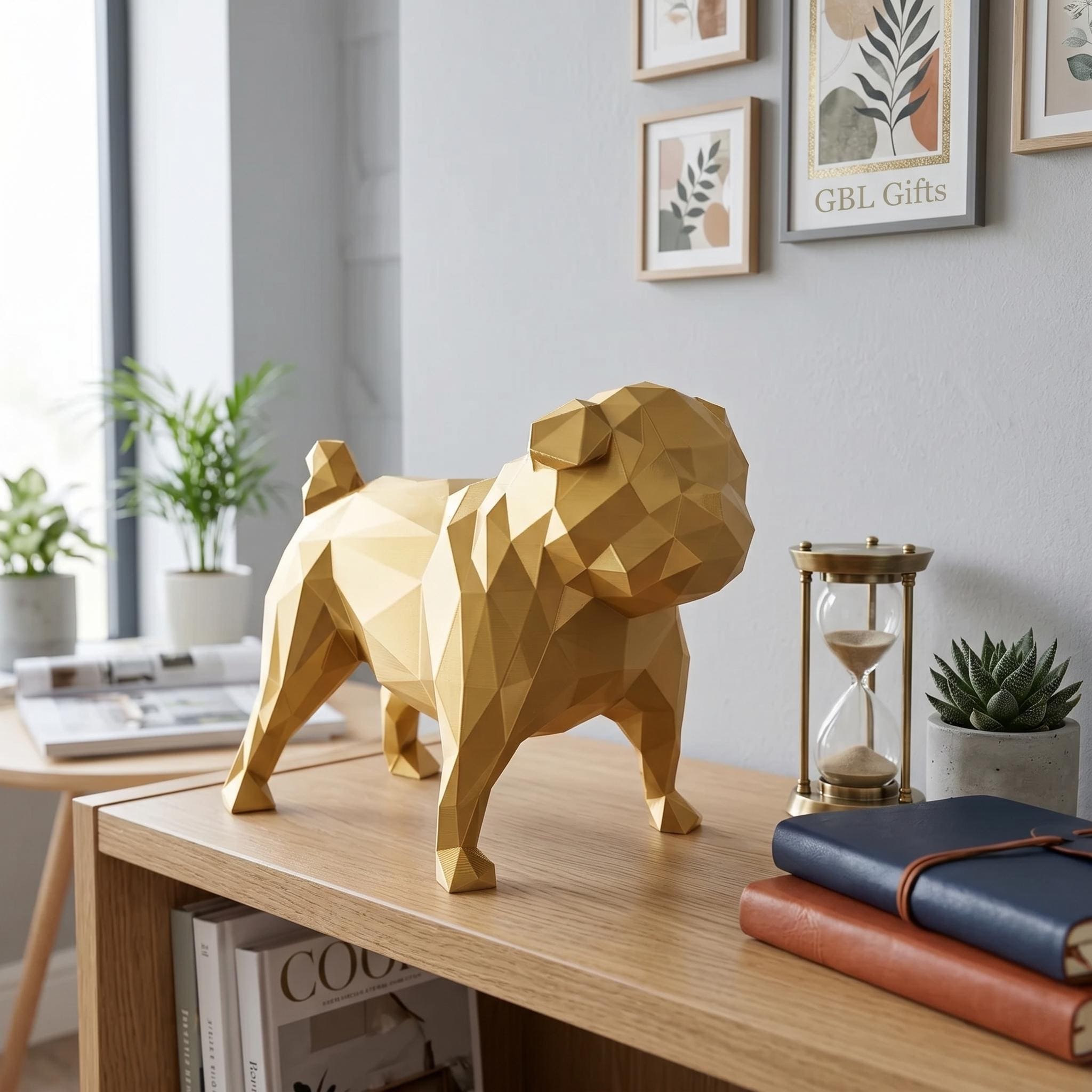 Low Poly Geometric Pug Statue Figurine | Home Decor Art for Pug Lovers | Memorialize Your Dog | Abstract Art for Pug Lovers | Dog Statues