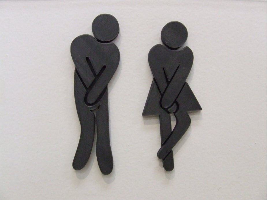 Funny Bathroom Signs | Any Color | Boy Girl | Man Woman Holding Their Pee | Set of Two Figures | Funny Bathroom Wall Art Home Decor