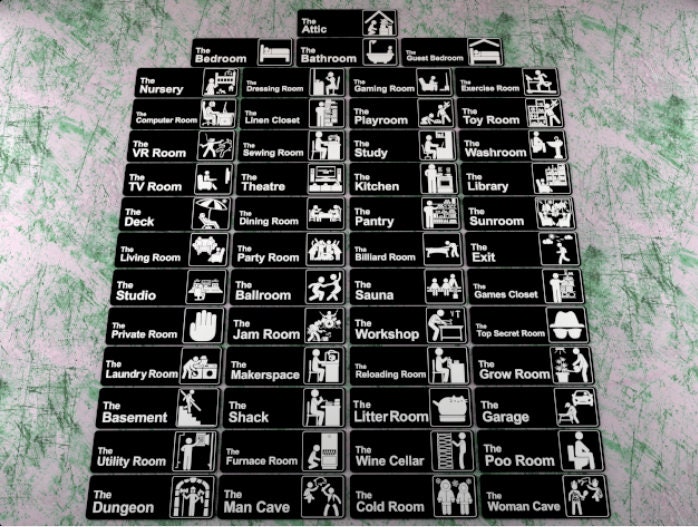 52 Funny Room Door Signs - Office Set | Any Color