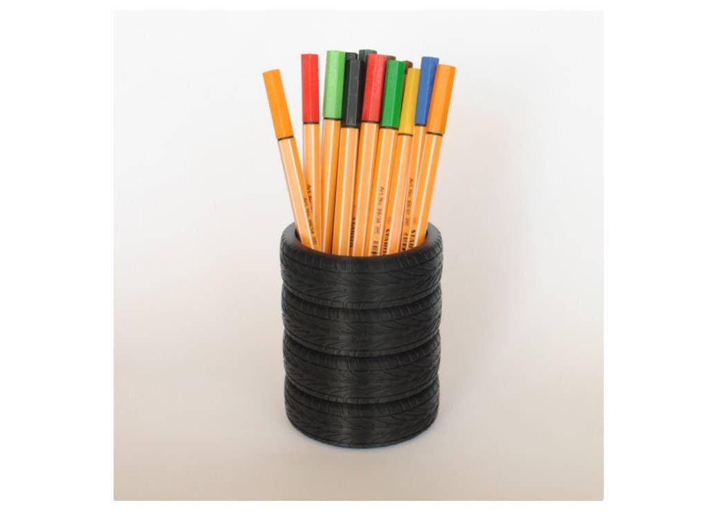 Stacked Tires Pen Holder | Tire Stack | Pencil Cup | Car Guy | Mechanic | Desk Organizer | Gifts For Guys | Auto Mechanic Shop Decor Gift