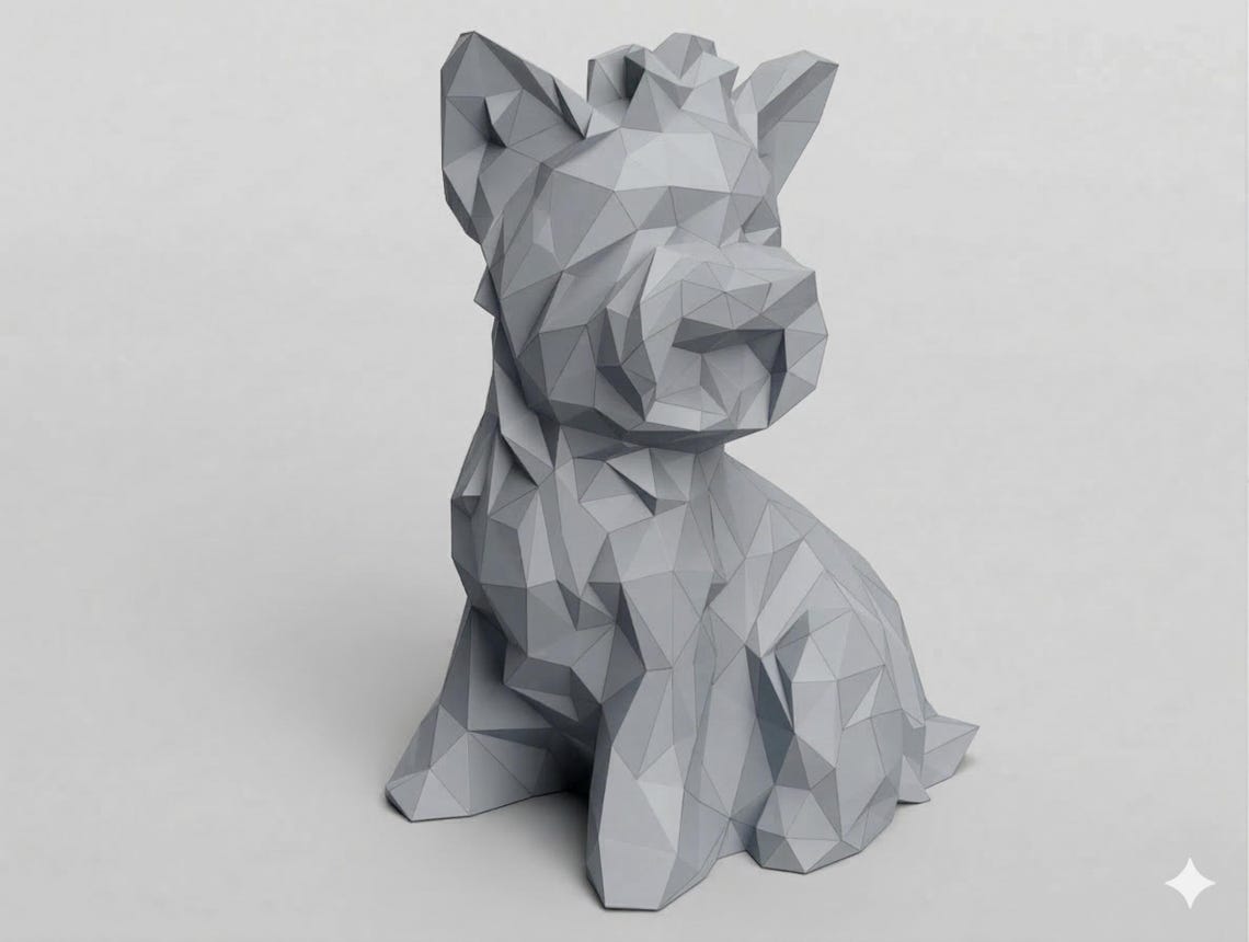 Geometric Yorkie Dog Statue Figurine | Yorkies - Etsy