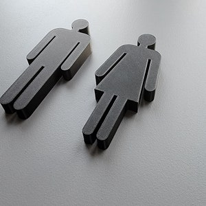 Bathroom Man and Woman Sign | Restroom Sign Figures Free Standing Mens Room and Ladies Room Lavatory Figurines | Pooping