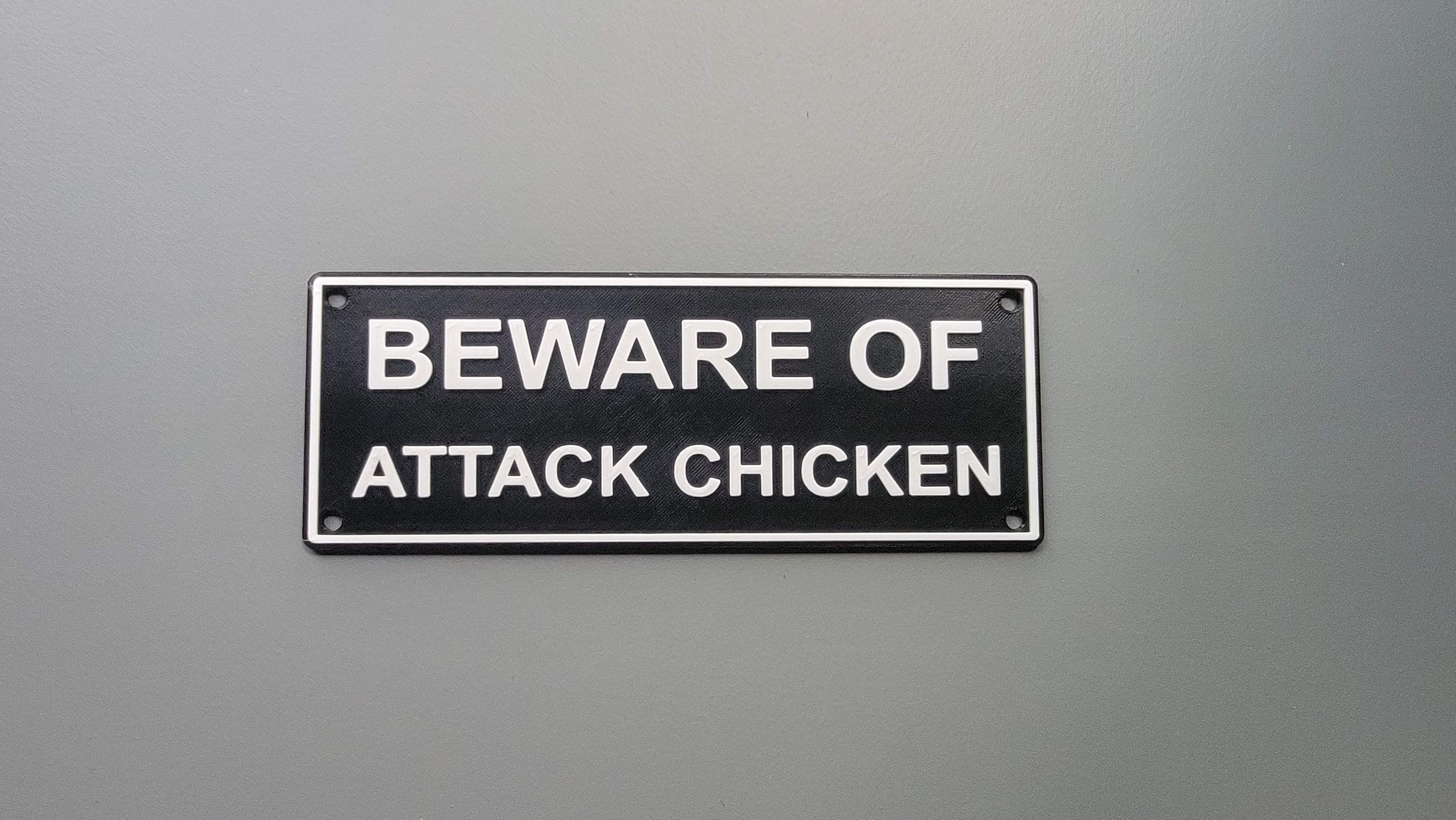 Beware of Attack Chicken Sign | Funny Chicken Coop Decor