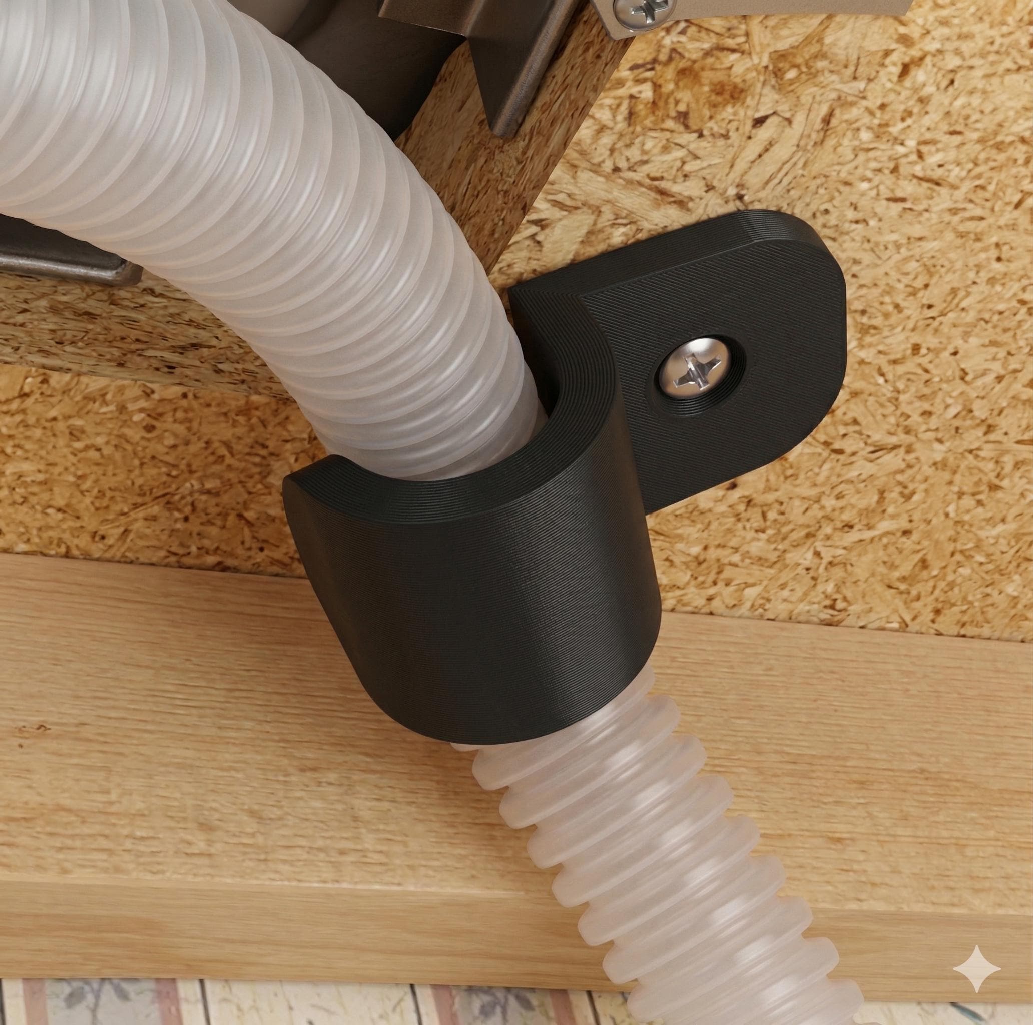 Dishwasher Hose Clamp in Under Cabinet
