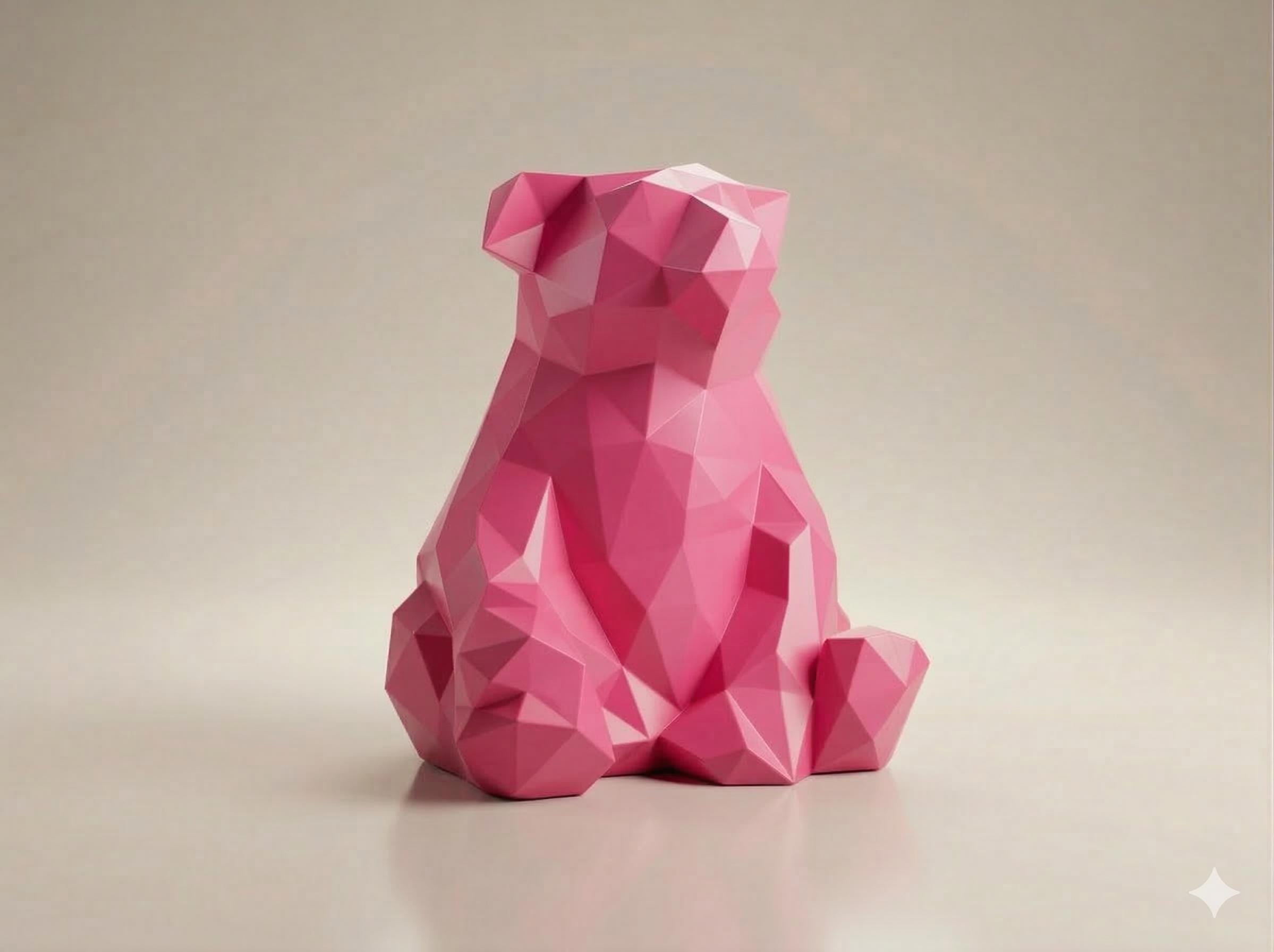 Abstract Geometric Teddy Bear Art Sculpture