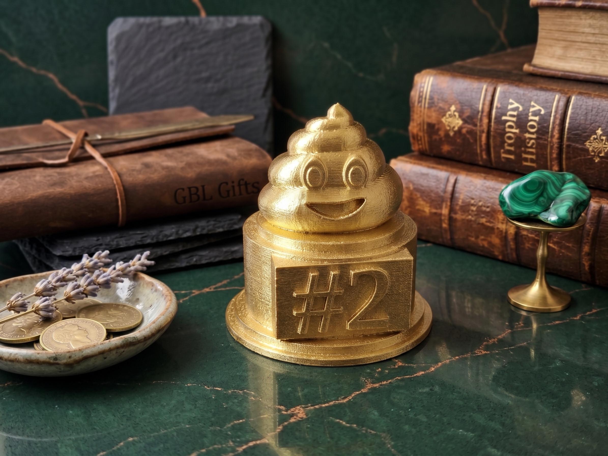 Poop Number 2 Two  Trophy Figurine Statue - Gag Gift For Friends