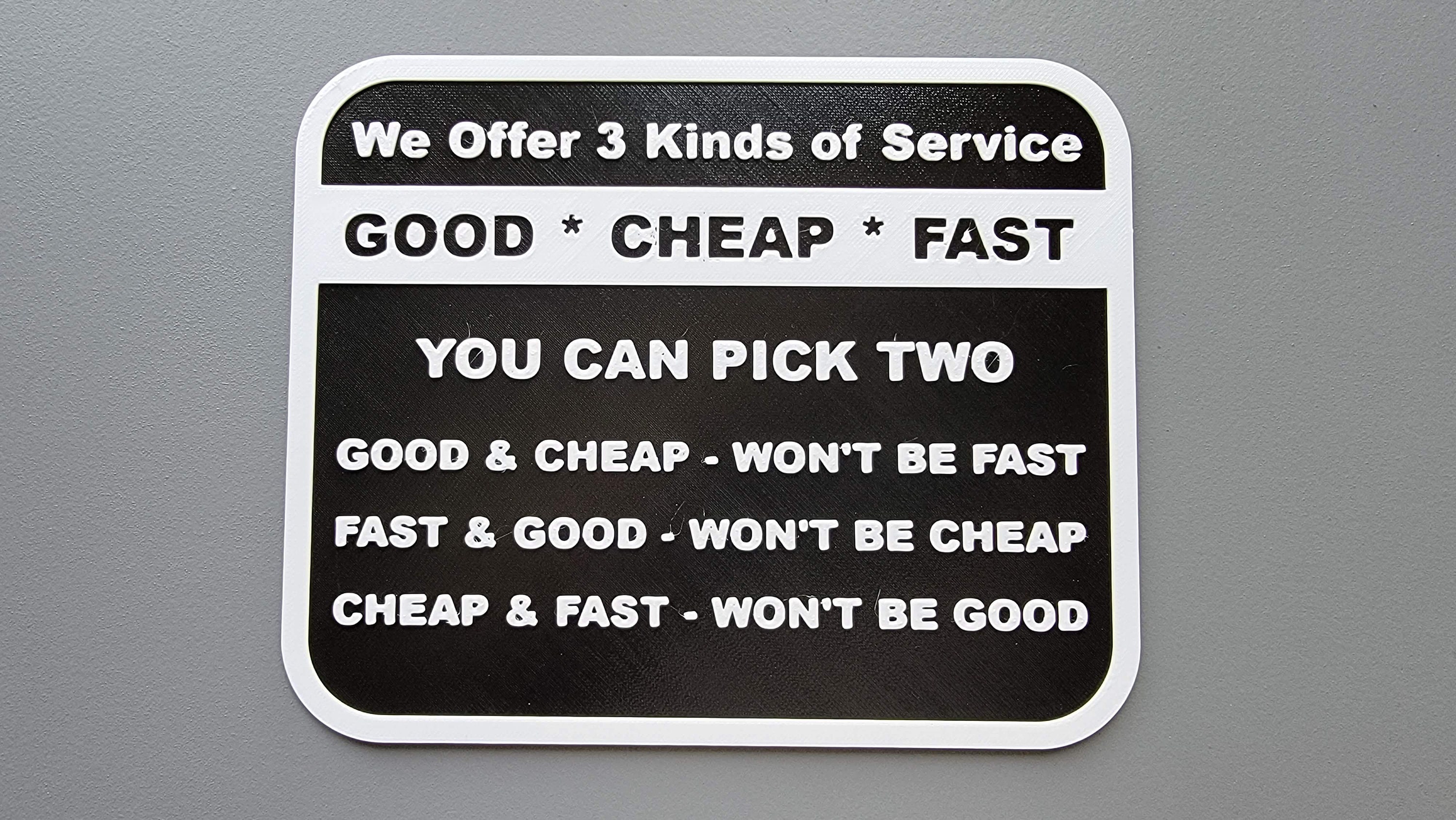 Good Cheap or Fast Sign | Funny Shop Signs | Business Owner 