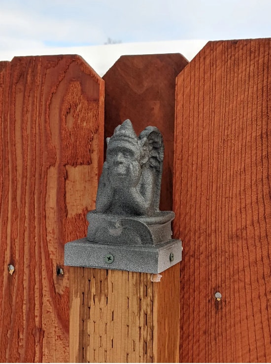 Gargoyle Fence Post Topper 4x4 PVC Vinyl or Wood - Garden Gargoyal Statue