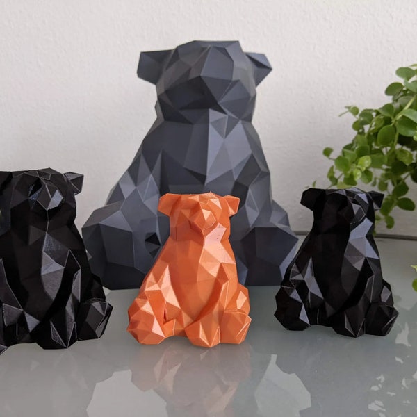 Abstract Geometic Teddy Bear Art Sculpture Cool Bear Figurine Wild Life, Animal Figurine, Animal Toys for Boys and Girls Grizzly