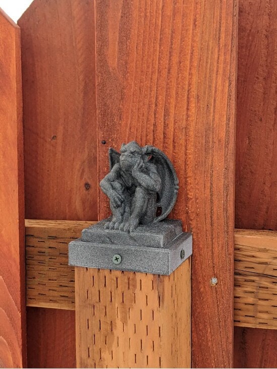 Gargoyle Fence Post Topper 4x4 PVC Vinyl or Wood - Garden Gargoyal Statue