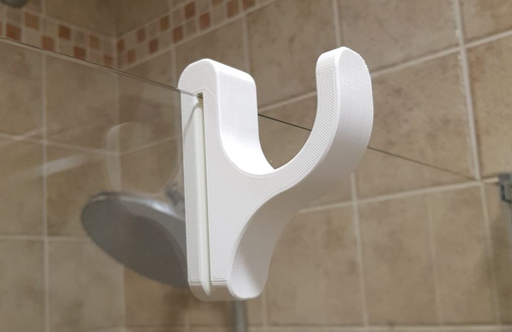 Towel Hook for Shower Glass Door or Wall Fits 1/4" Hang Robes and Towels